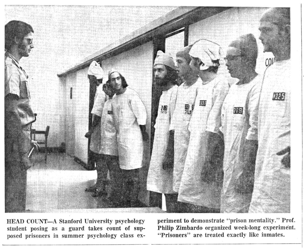 Prisoners lined up for a count as published during the experiment.