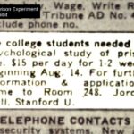 Newspaper ad requesting male college students for psychological study.